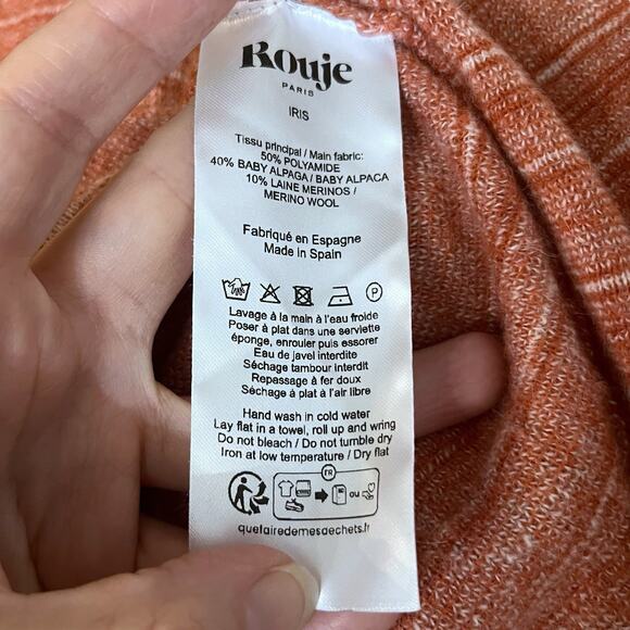 Rouje Paris Iris Alpaca Blend Striped Sweater 42 EU/10 US Turtleneck Pullover - Picture 5 of 9